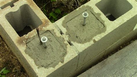 Filling Concrete Block Cores And Installing J Bolts Cinder Block