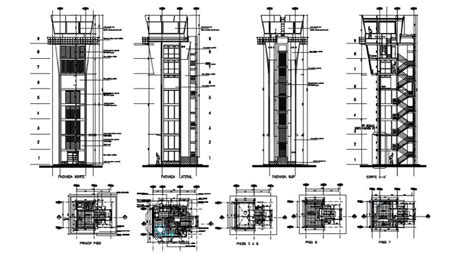 Air Traffic Control Tower Building Elevation Section And Floor Plan