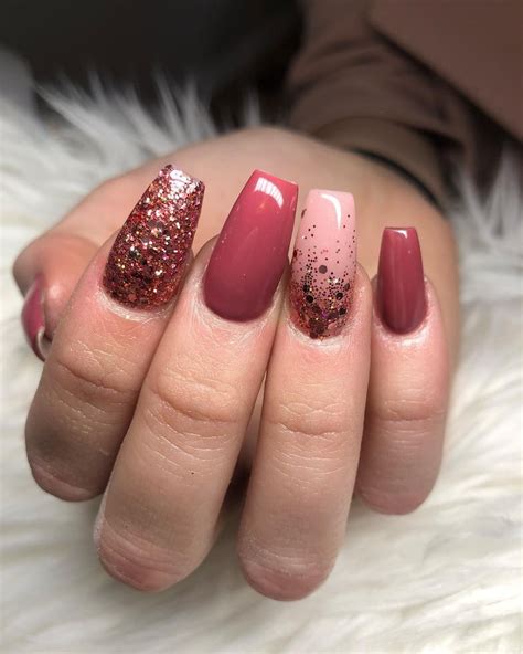 Rose Gold Coffin Nails | Nails, Pink gel nails, Nail art diy