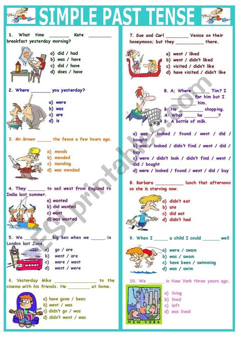 Quiz Past Simple English Esl Worksheets For Distance English Grammar