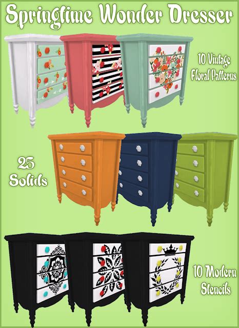 Sims 4 Ccs The Best Springtime Wonder Dresser By Cactus Sims