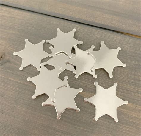 Five Sheriff Star Stamping Blank 16 Gauge Aluminum Silver Etsy