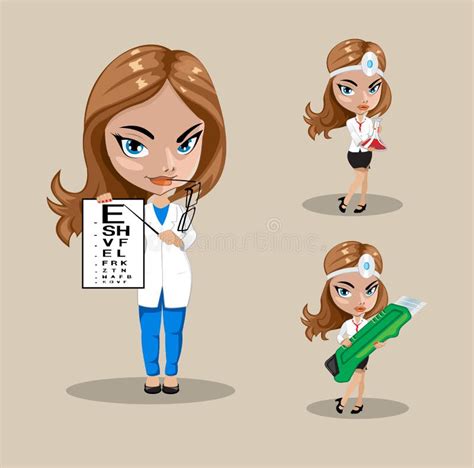 Woman Doctor Or Nurse In A Vector Set Of Three Female Doctors In Different Poses Vector