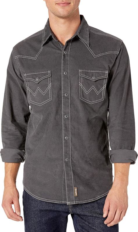 Wrangler Mens Retro Corduroy Two Pocket Long Sleeve Snap Shirt