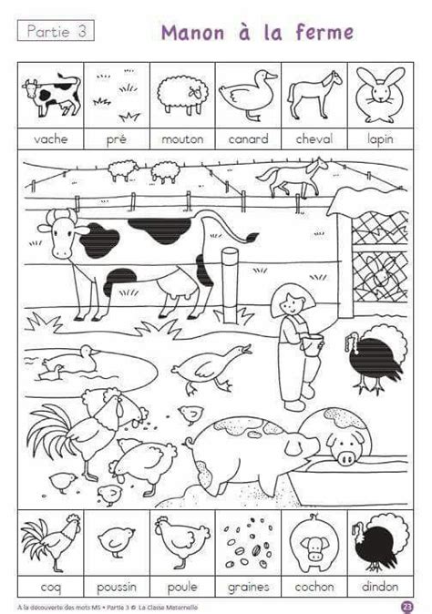 The Farm Animals Worksheet Is Shown In Black And White With An Image