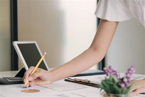 Woman Annotating On Report 1225076 Stock Photo At Vecteezy