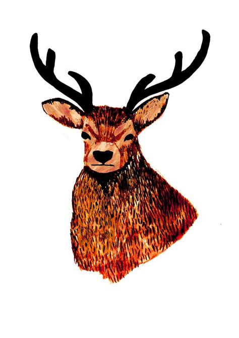 Red Deer Ink Drawing Ink Drawing Moose Art Animals