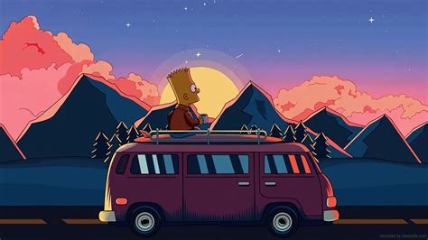 Bart Travel Van The Simpsons Live Wallpaper Moewalls