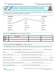 review-synonyms-and-antonyms-2018 (1).pdf - Name: Date: Review ...