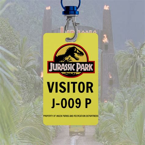 Jurassic Park Visitor Id Badge Set Jurassic Park Lanyard Etsy Uk