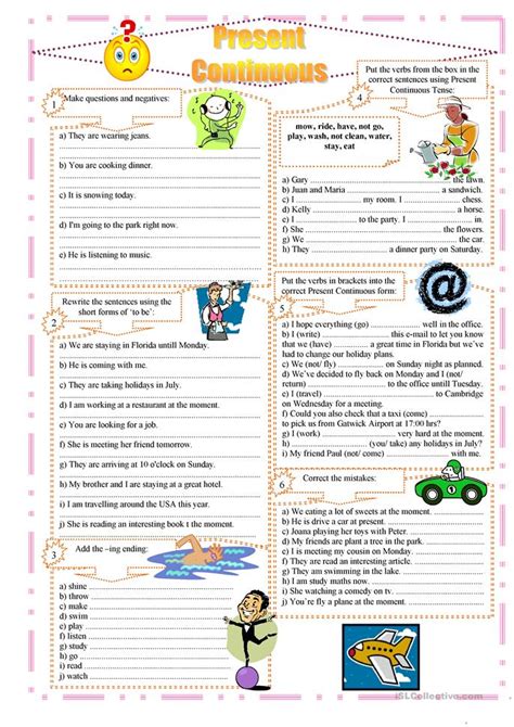 746 Free Esl Present Continuous Worksheets