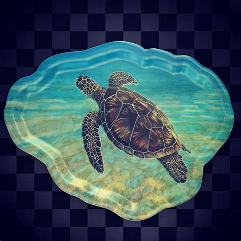 Kauai Hawaii Shaped Plate With Turtlehonu Art Hawaiian Sea Turtle