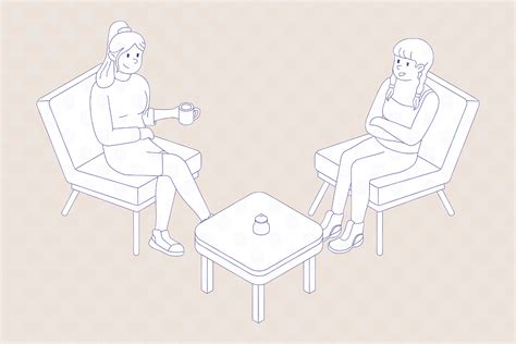 Archade Axonometric Waiter And Two People Sitting In Cafe Vector Drawings