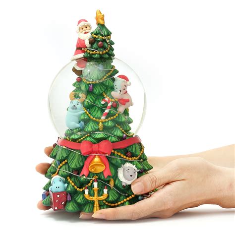 O Tannenbaum Santa Claus And Christmas Tree Snow Globe Music Box