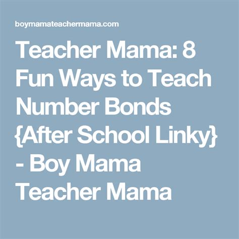 Teacher Mama 8 Fun Ways To Teach Number Bonds After School Linky