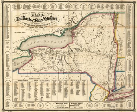 Map Of The Rail Roads Of The State Of New York Showing The Stations