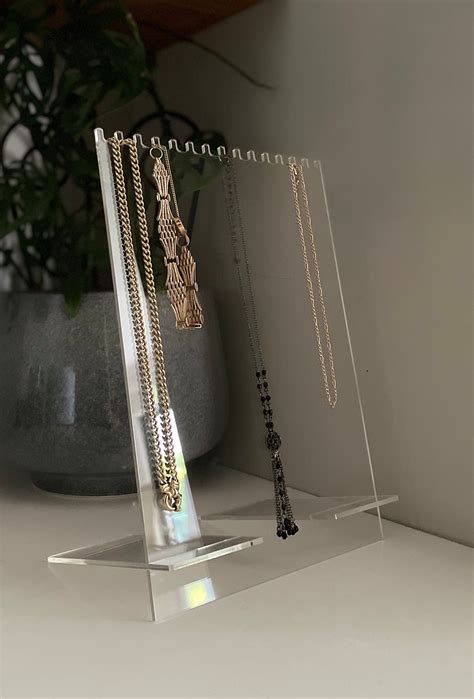 Clear Acrylic Necklace Display Stand Holder Etsy Uk