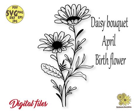 Daisy Birth Flower Svg File April Birth Flower Svg April Etsy