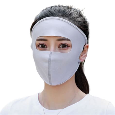 Unisex Summer Ice Silk Thin Sunscreen Full Face Mask Uv Protection Breathable Solid Color