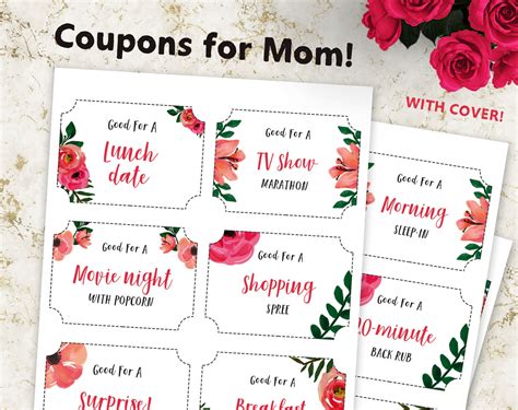 Printable Coupon Book For Mom Mothers Day Coupon Book