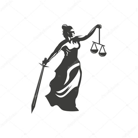 Ilustración Del Diseño Del Símbolo De La Diosa De La Justicia Mujer