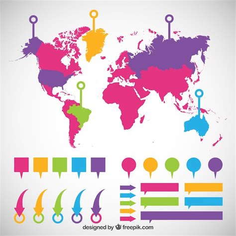 Free Vector Colorful World Map Infographic