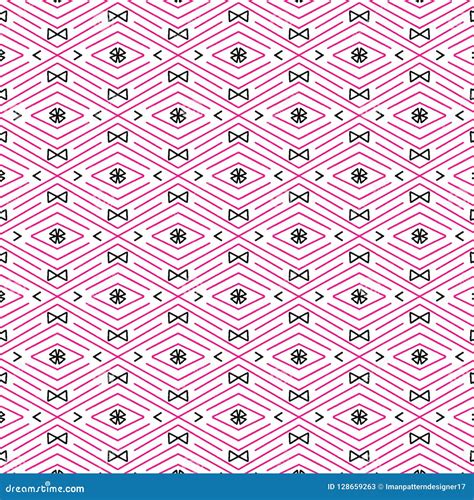 Simple Geometric Repeating Pattern Of Diamonds Zigzag Lines And