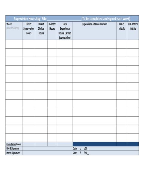 Tx Supervision Hours Log Fill And Sign Printable Template Online Us