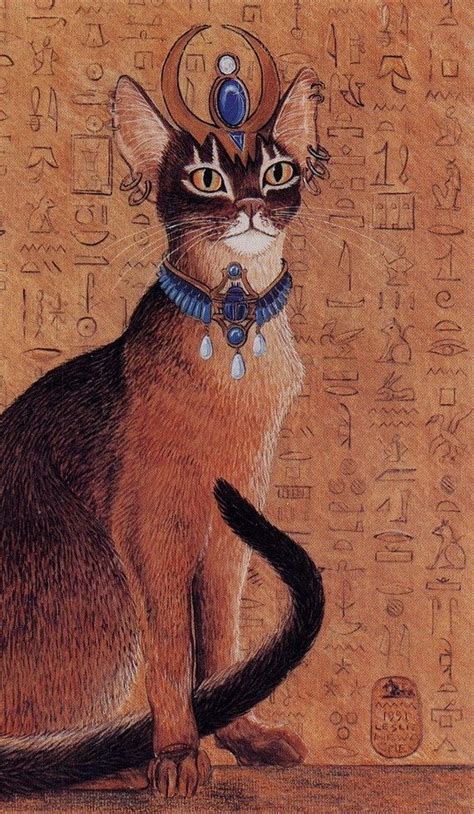 Egyptian Abysinnian Cat With Headdress Print Of Original Painting
