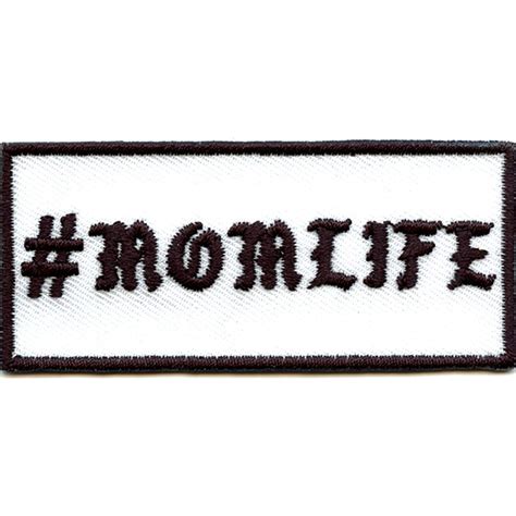 Momlife Hashtag Patch Name Tag Embroidered Iron On Bc4 Etsy Patches Embroidered Patches