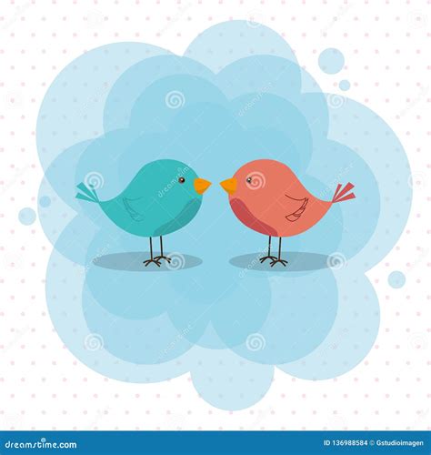 Cute And Little Birds Couple Stock Vector Illustration Of Love