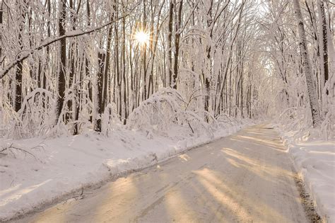 Roads Winter Forests Snow Nature Wallpapers Hd Desktop And Mobile