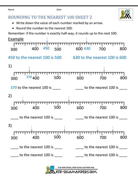 Rounding Numbers Worksheets To The Nearest 100