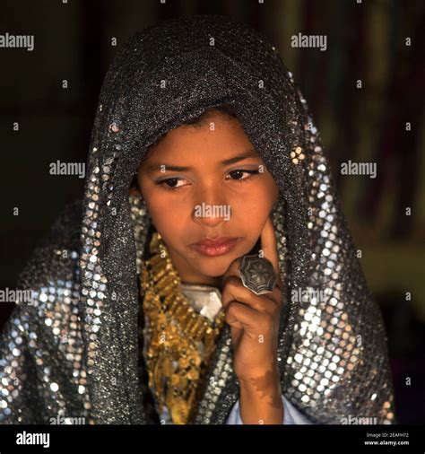 Tuareg Girl In Traditionnal Clothing Tripolitania Ghadames Libya