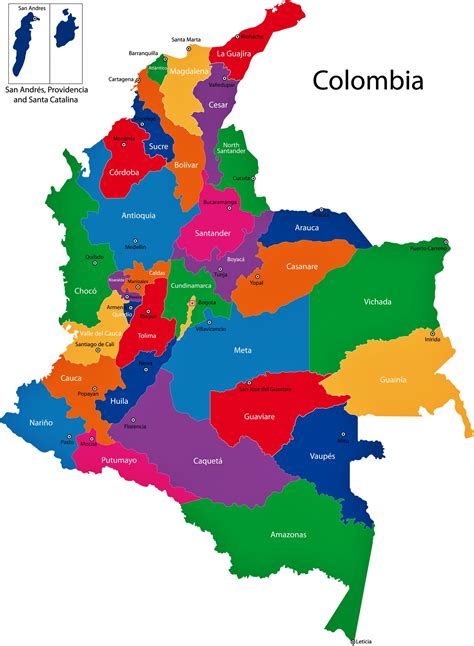 Colombia Map Of Regions And Provinces