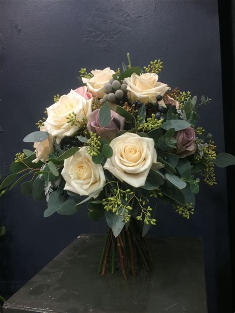 Beautiful Bridal Bouquet With Amnesia Rosesandvendela Roses Eucalyptus