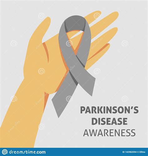 A Square Vector Image With A Gray Ribbon As A Symbol Of Parkinson S