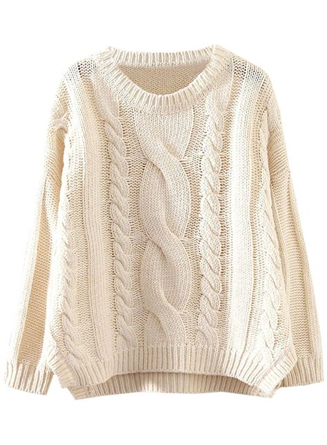 Womens Drop Sleeve Cropped Side Split Cable Knit Sweater Jumper