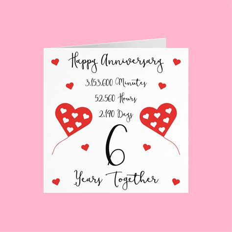 6th Wedding Anniversary Card 6 Years Together Happy Etsy