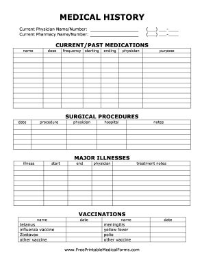 Best of all, it's free. 33 Printable Medical History Form Templates - Fillable ...