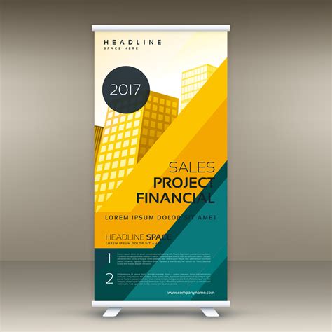 Modern Yellow Roll Up Banner Display Template Vector Design Download
