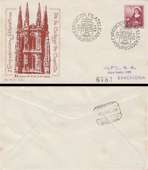 Año 1952 Escudo De Burgos Primera Exposicion Comprar Sobres Primer