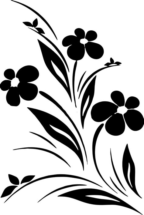 Flower Designs Black White Vector Art Vetores Florais Silhueta
