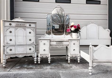 Many specialty stores and boutiques sell distressed furniture that is a great price. Bedroom Furniture Set in Snow White Milk Paint and Van ...
