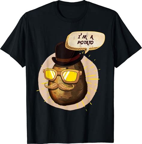 I Am A Potato Mr With Moustache And Glasses Cartoon T Shirt Amazon
