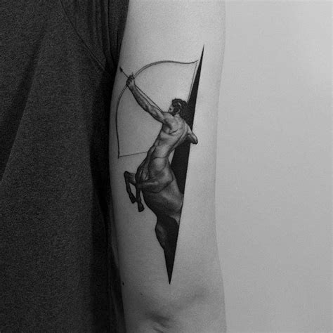 Centaur Tattoo On The Back Of The Right Arm