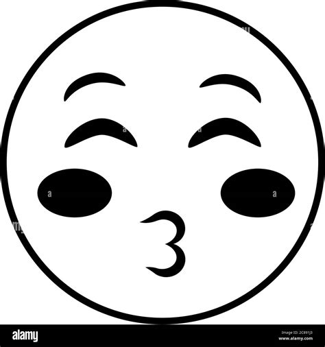 Besos Emoji Cara Estilo Clásico Línea Icono Ilustración Vector Diseño
