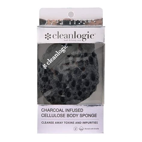 Cleanlogic Charcoal Infused Cellulose Body Sponge 1 Ea 3 Pack