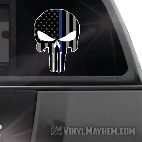Thin Blue Line Punisher Skull Sticker Decal Police Law Etsy