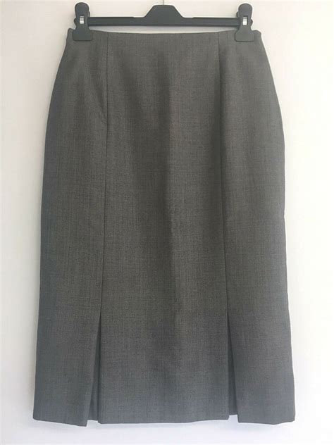 Vintage Grey Inverted Pleat Pencil Skirt Uk Size 8 Landgirl Goodwood